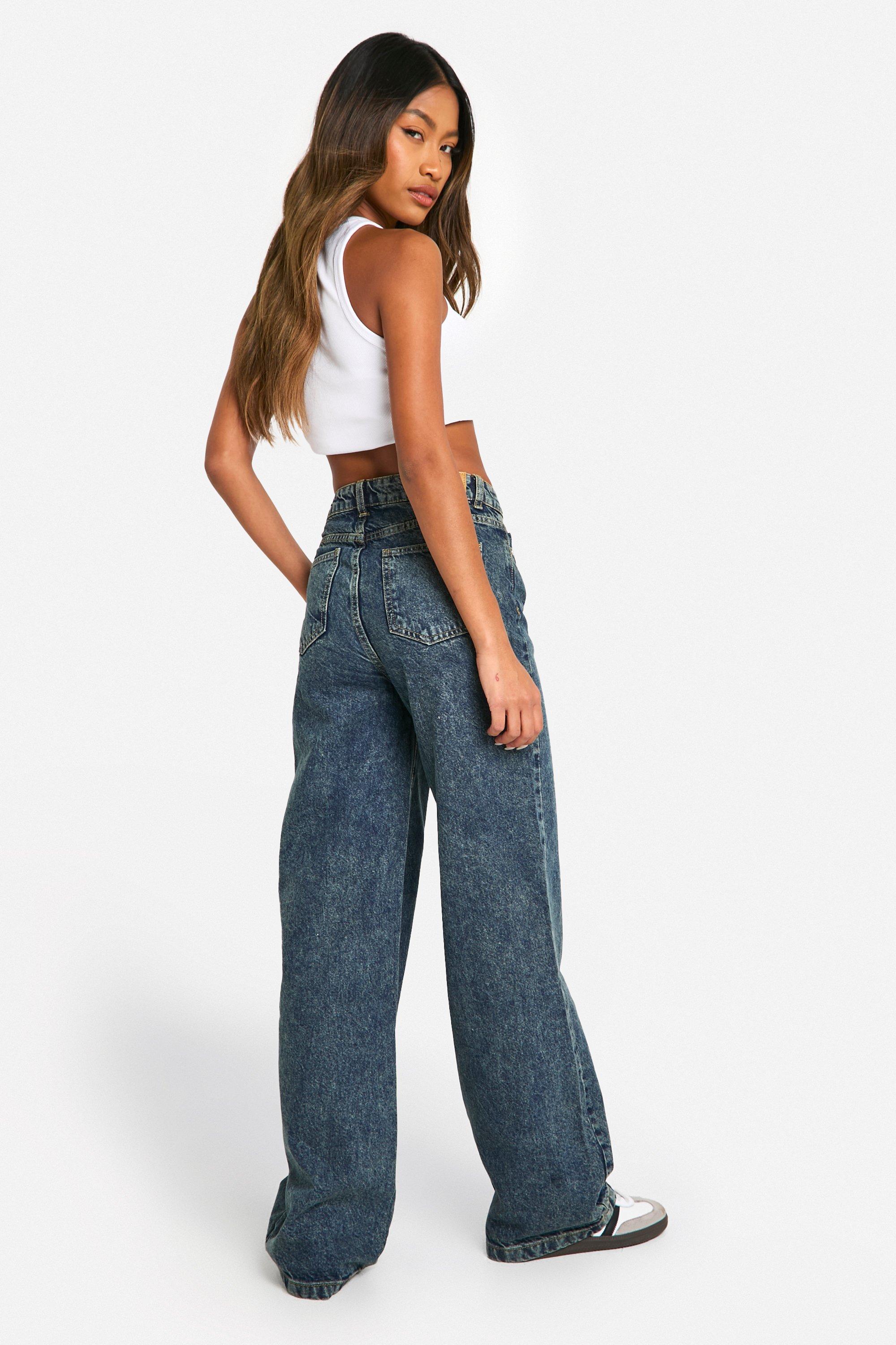 Wide leg cheap denim jeans